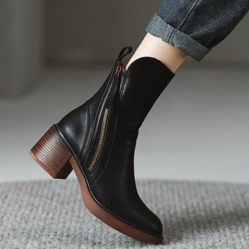 High-heel metal-zip ankle boots for women | Selene -6