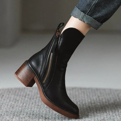 High-heel metal-zip ankle boots for women | Selene -6