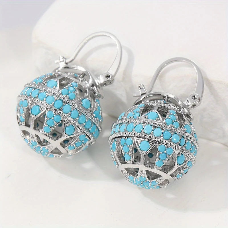 Turquoise Filigree Globe Drop Earrings for Women | Aurelia