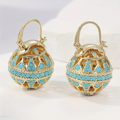 Turquoise Filigree Globe Drop Earrings for Women | Aurelia