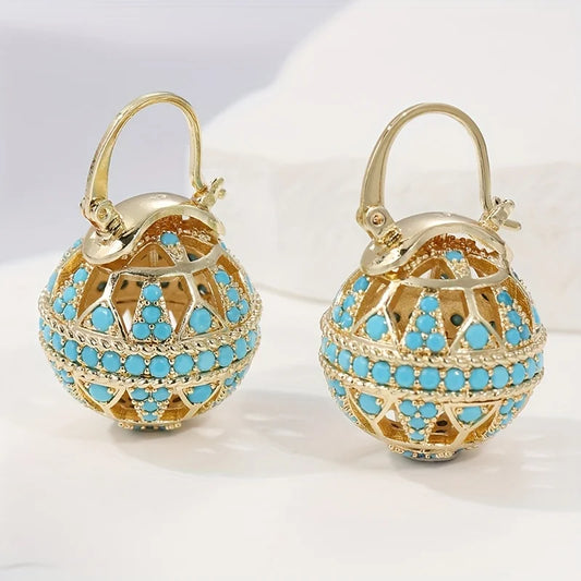 Turquoise Filigree Globe Drop Earrings for Women | Aurelia