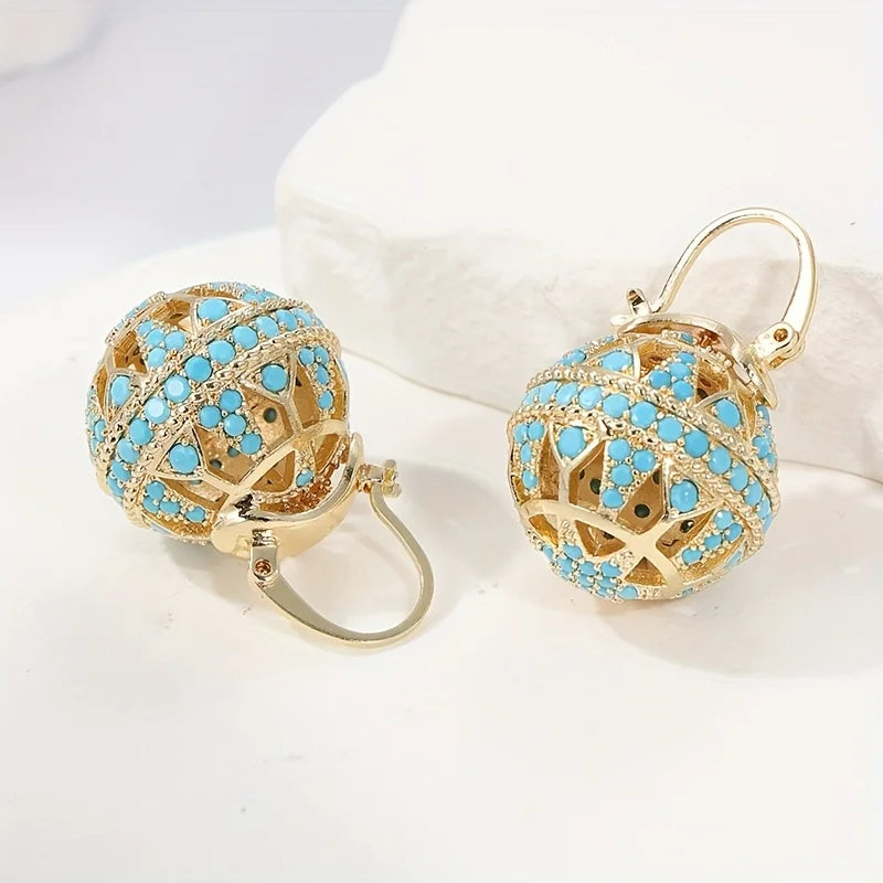Turquoise Filigree Globe Drop Earrings for Women | Aurelia