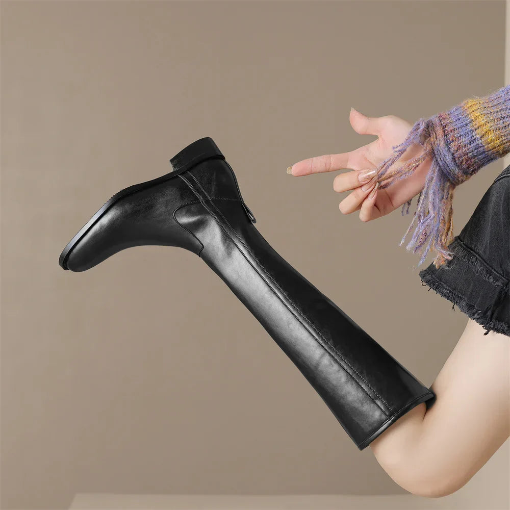 Adeline Knee-High Leather Boots Stylish for Women | Seradina