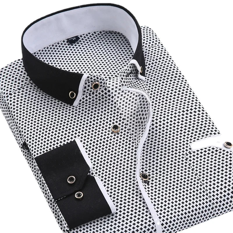Contrast collar button-down shirt for men | Brent