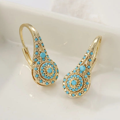 Turquoise Mosaic Teardrop Drop Earrings for Women | Elira