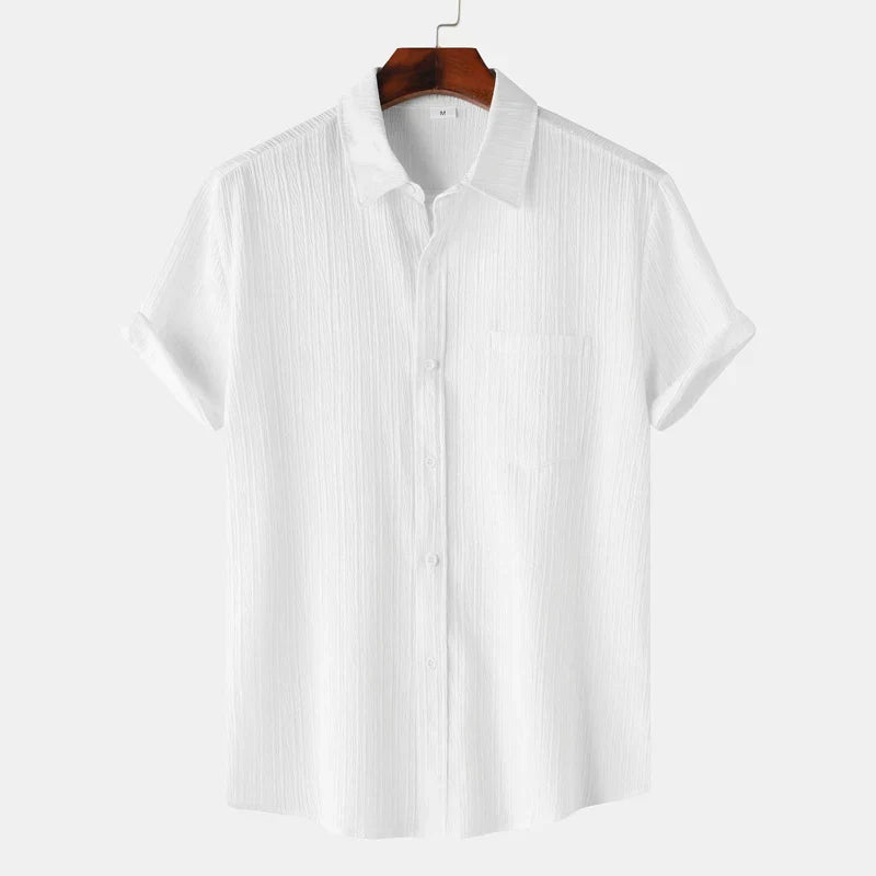 Linen-cotton spread-collar summer shirt for men | Coastal -9