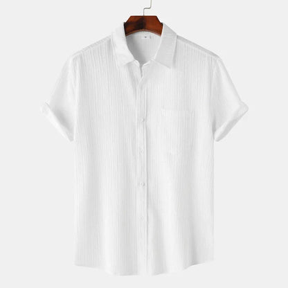 Linen-cotton spread-collar summer shirt for men | Coastal -9