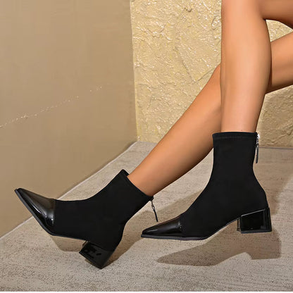 Elegant block heel ankle boots with glossy details Stylish for Women | Gracia Noir
