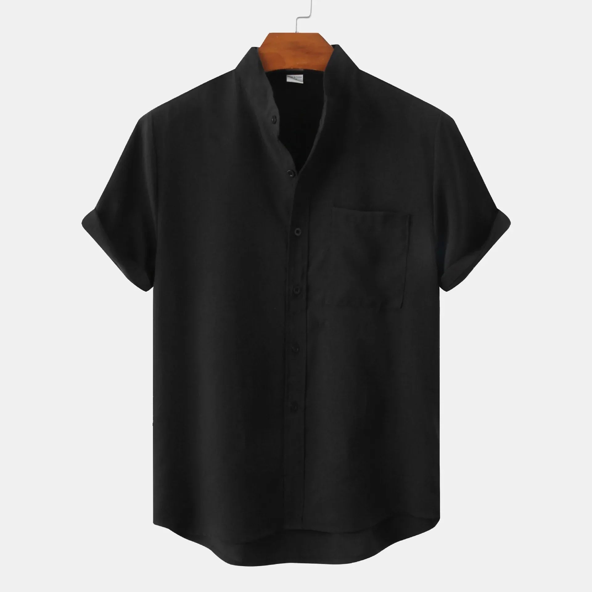 Collarless short-sleeve casual summer shirt for men | Matteo -1