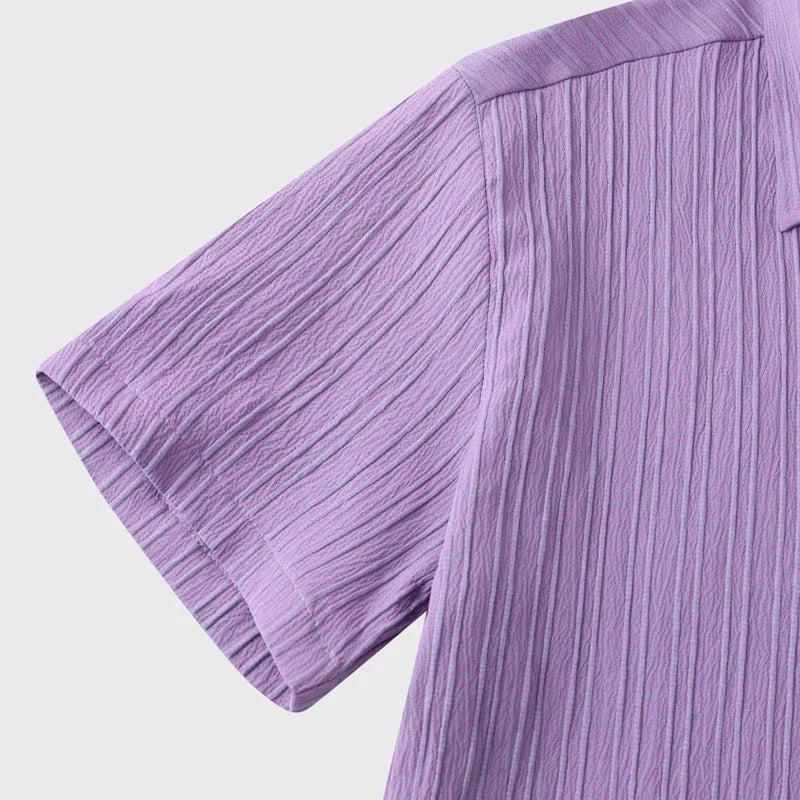 Linen-cotton spread-collar summer shirt for men | Coastal -4