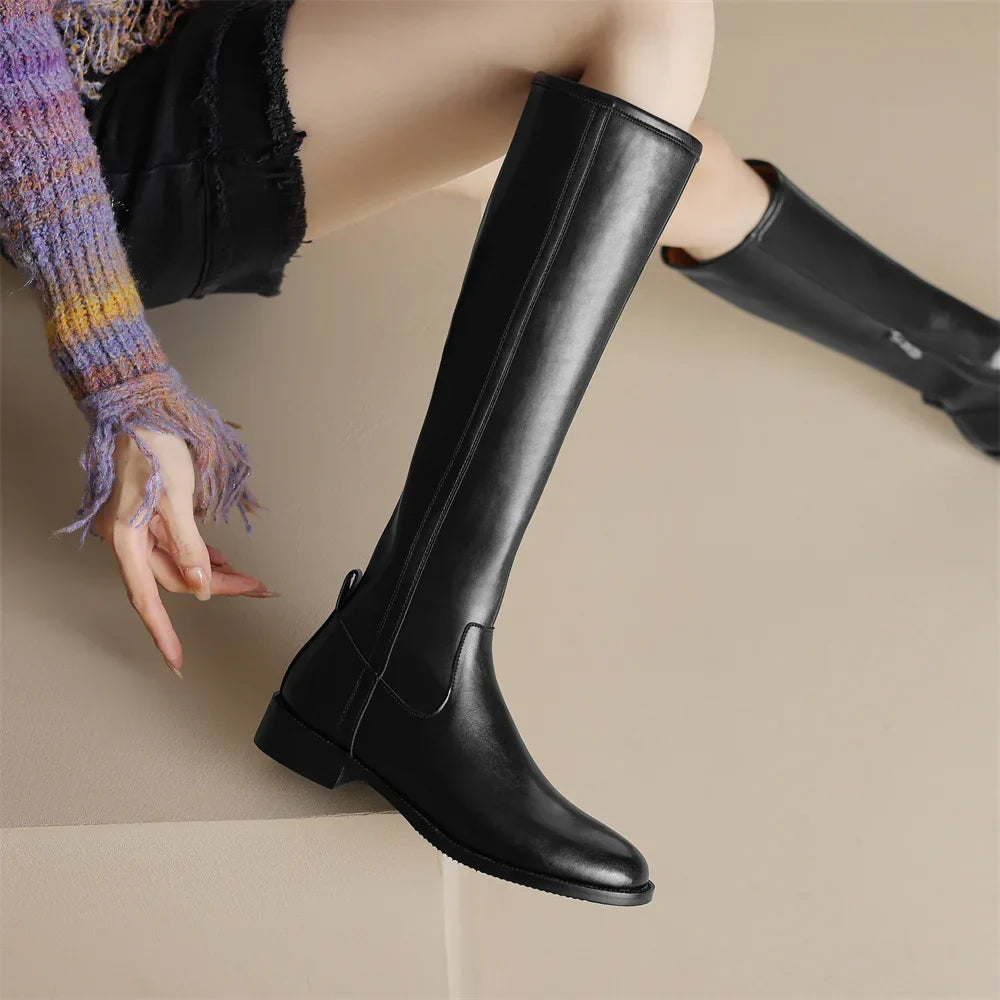 Adeline Knee-High Leather Boots Stylish for Women | Seradina