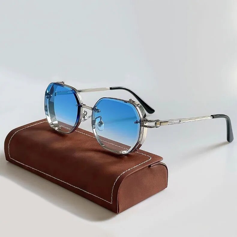 Vintage steampunk aluminium-frame sunglasses for men | Cogsworth -4