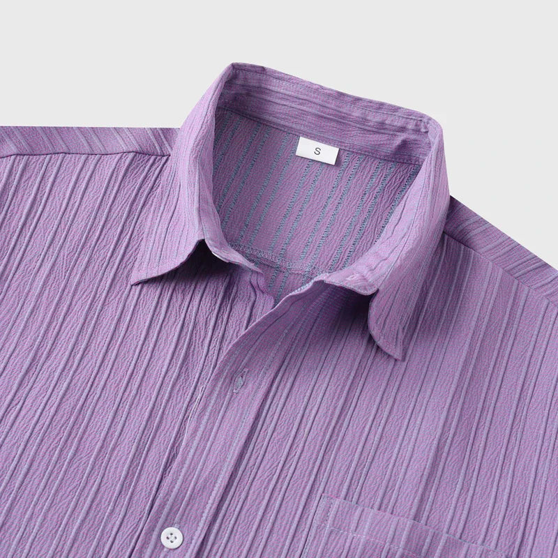 Linen-cotton spread-collar summer shirt for men | Coastal -3