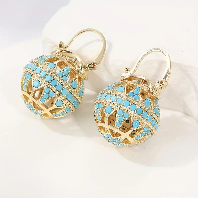 Turquoise Filigree Globe Drop Earrings for Women | Aurelia