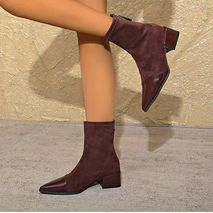Elegant block heel ankle boots with glossy details Stylish for Women | Gracia Noir