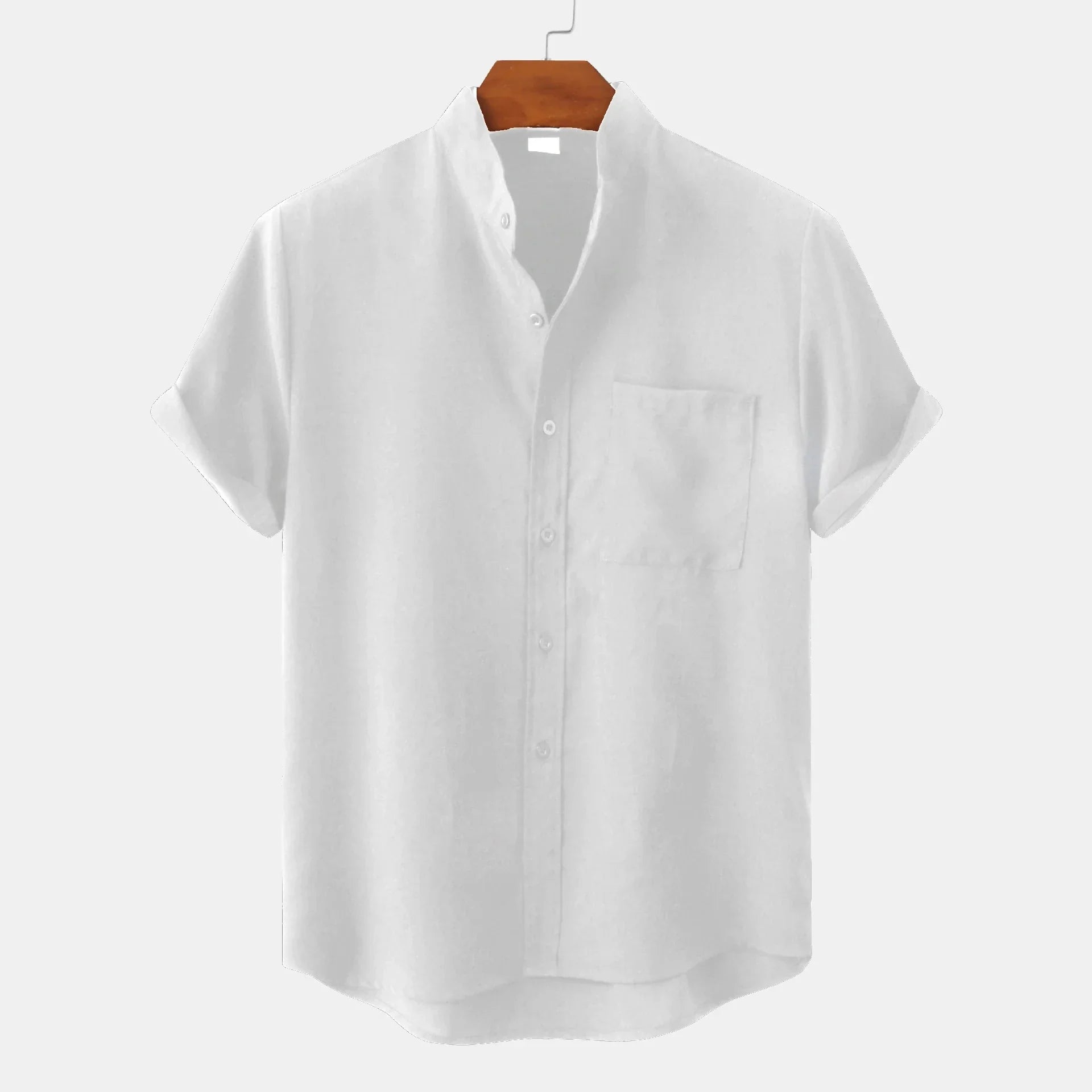 Collarless short-sleeve casual summer shirt for men | Matteo -6