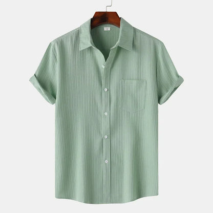Linen-cotton spread-collar summer shirt for men | Coastal -10