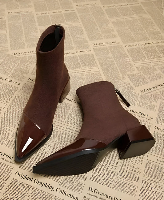 Elegant block heel ankle boots with glossy details Stylish for Women | Gracia Noir