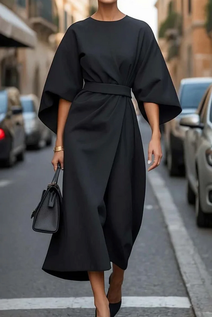 Elegant lantern sleeve dress with adjustable waist Chic for Women | Louise Élan