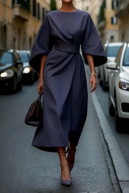 Elegant lantern sleeve dress with adjustable waist Chic for Women | Louise Élan