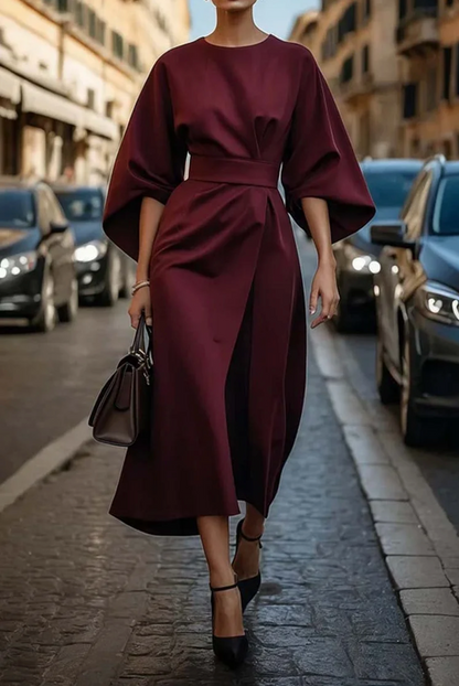 Elegant lantern sleeve dress with adjustable waist Chic for Women | Louise Élan