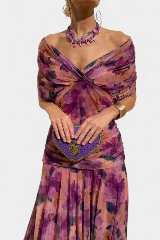 Elegant long floral pleated maxi dress Chic for Women | Eloria Belle