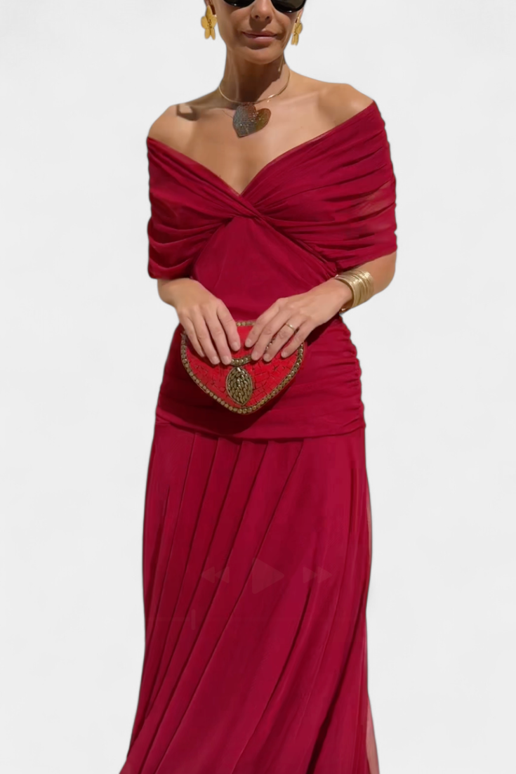 Long floral V-neck dress for women | Florendra