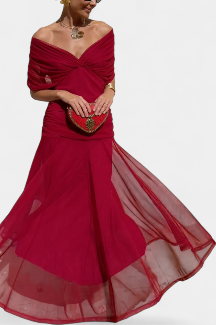 Long floral V-neck dress for women | Florendra