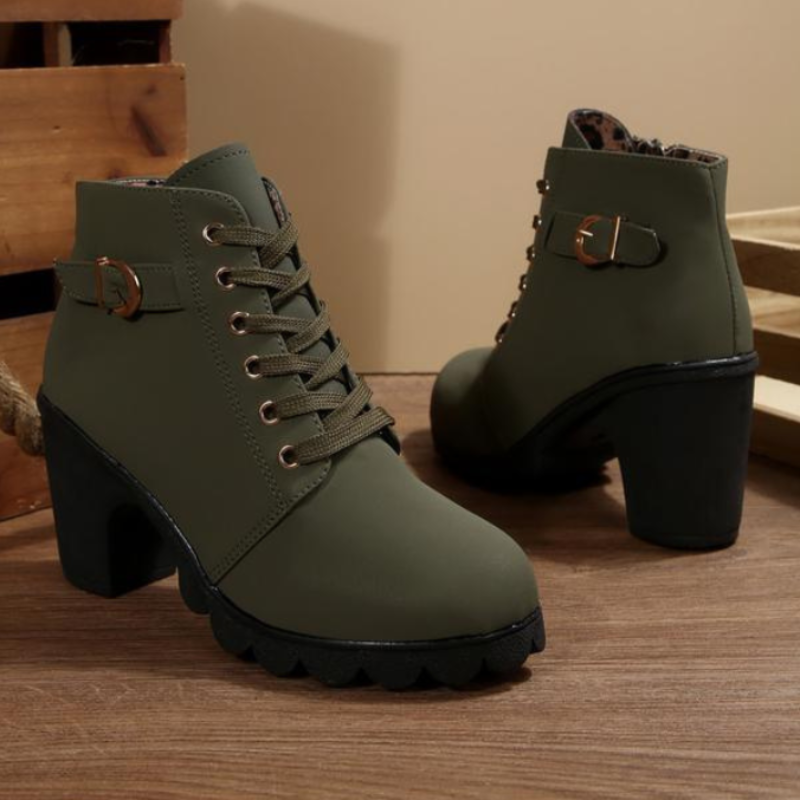 Chunky lace-up ankle boots for women | Katni