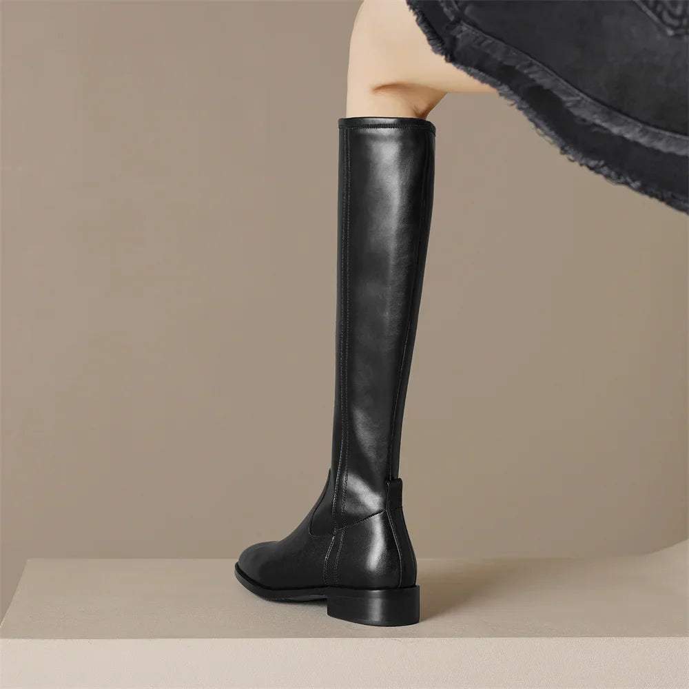 Adeline Knee-High Leather Boots Stylish for Women | Seradina