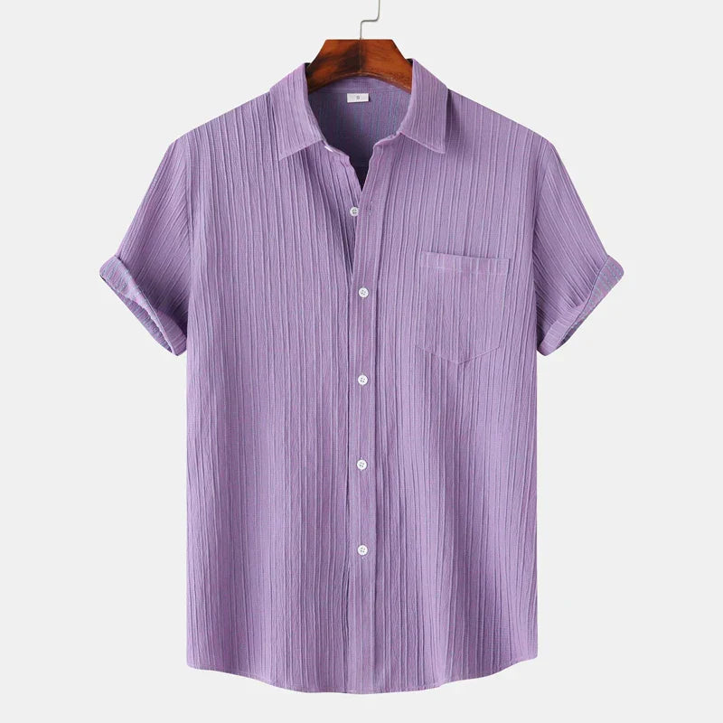 Linen-cotton spread-collar summer shirt for men | Coastal -1