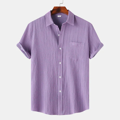 Linen-cotton spread-collar summer shirt for men | Coastal -1