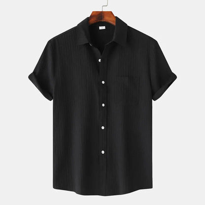 Linen-cotton spread-collar summer shirt for men | Coastal -12