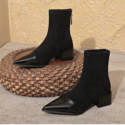Elegant block heel ankle boots with glossy details Stylish for Women | Gracia Noir