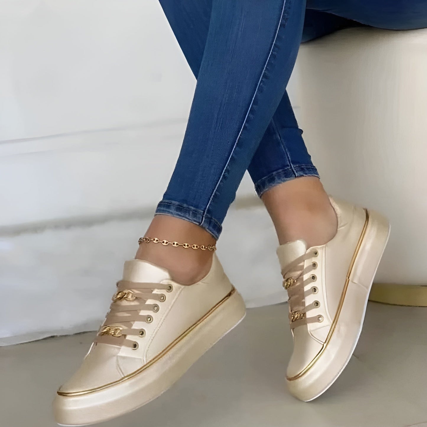 Chain accent casual sneakers for women | Aveline