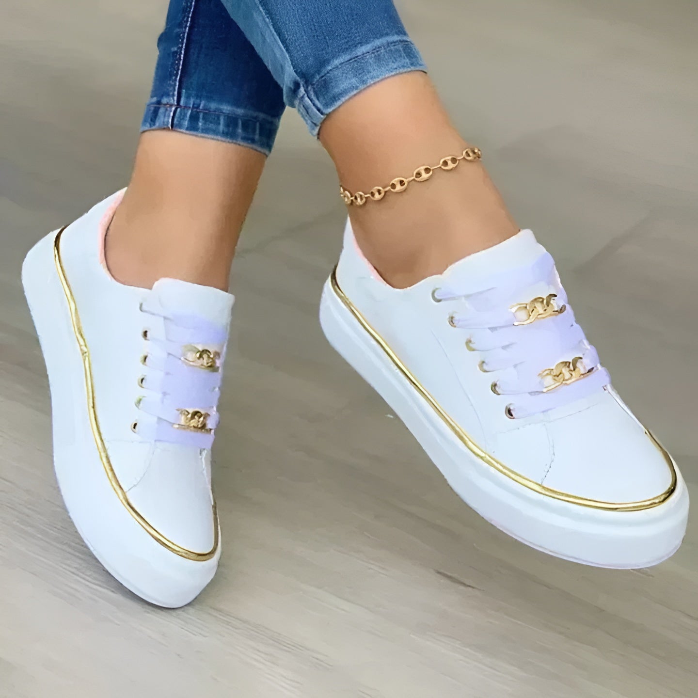 Chain accent casual sneakers for women | Aveline