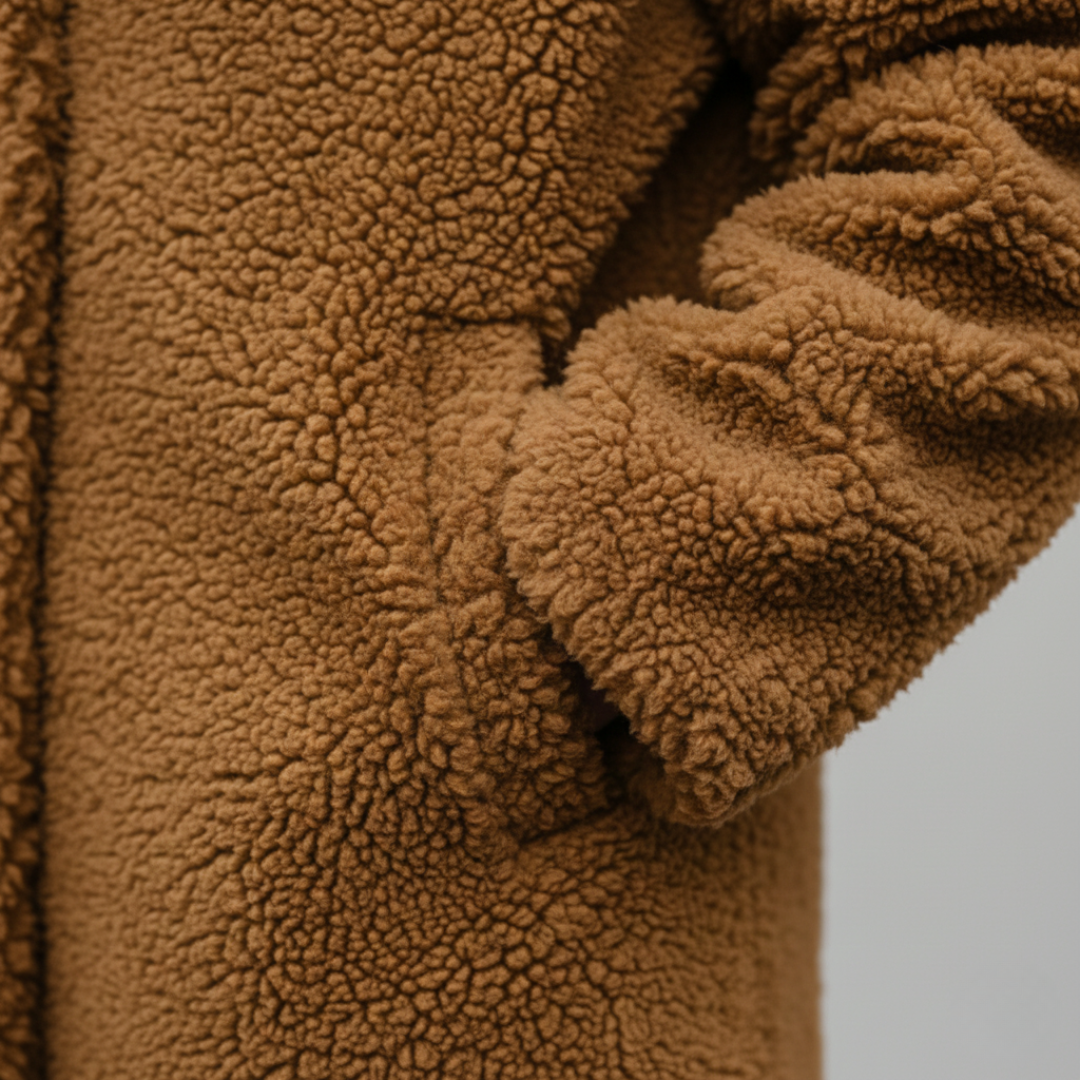 Hooded mid-calf coat with relaxed silhouette for women | Arden