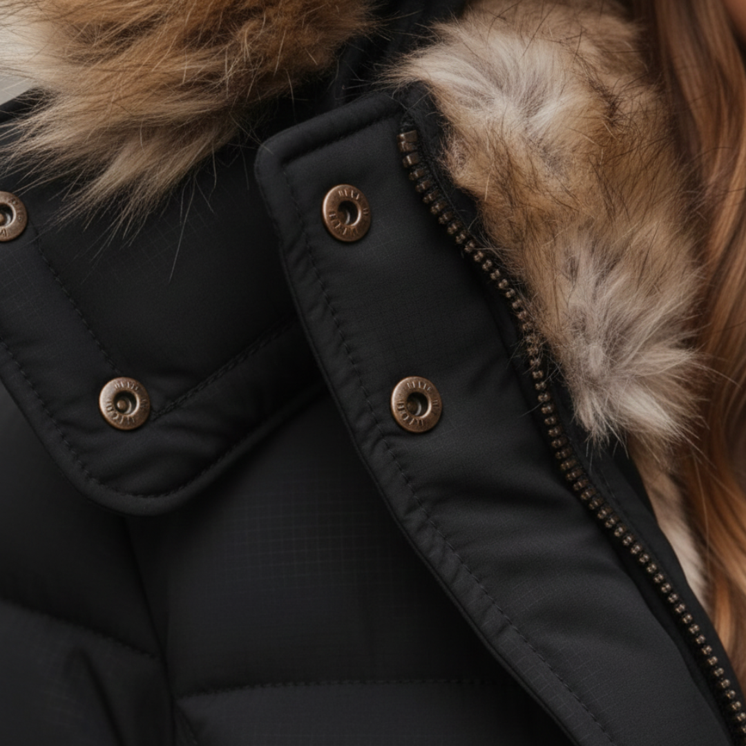 Hooded quilted parka with structured silhouette for women | Arden