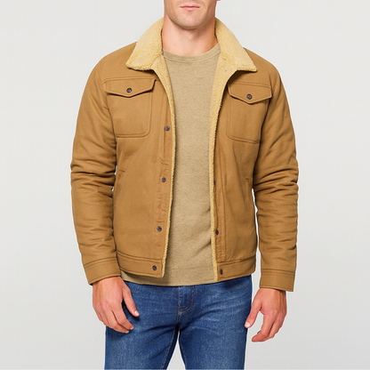 Button-front jacket with turn-down collar for men | Dennis