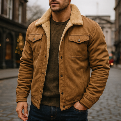 Button-front jacket with turn-down collar for men | Dennis