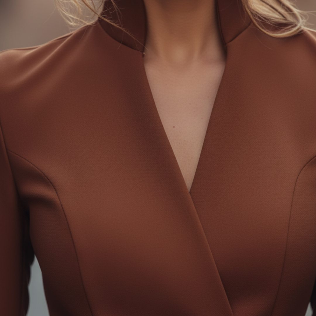 Belted midi dress with wrap-style bodice for women | Valeria