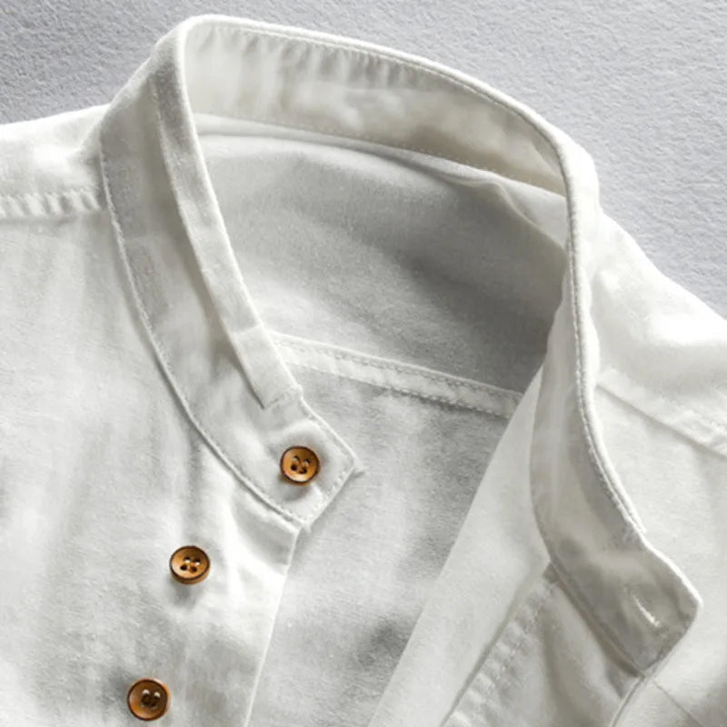 High-collar long-sleeve everyday casual shirt for men | Osaka Theodore -8