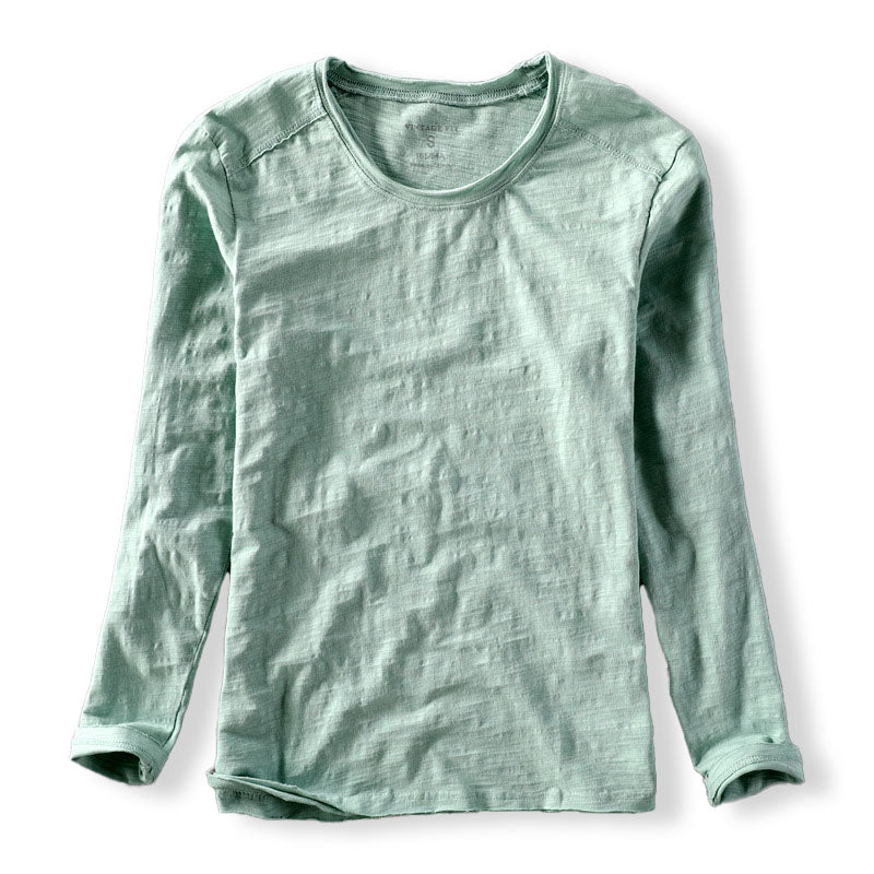 Minimalist long-sleeve O-neck everyday tee for men | Daiki -2