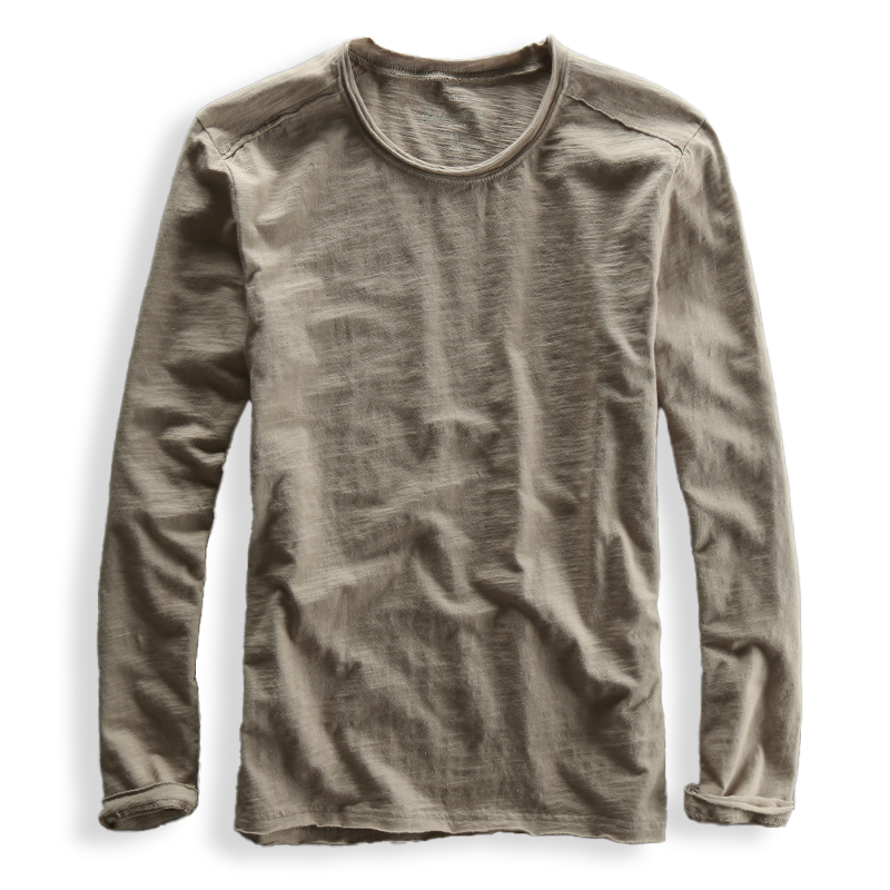 Minimalist long-sleeve O-neck everyday tee for men | Daiki -5