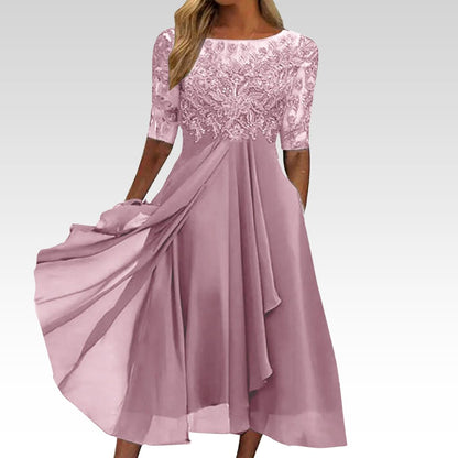 Lace embroidered elegant dress for women | Elizara