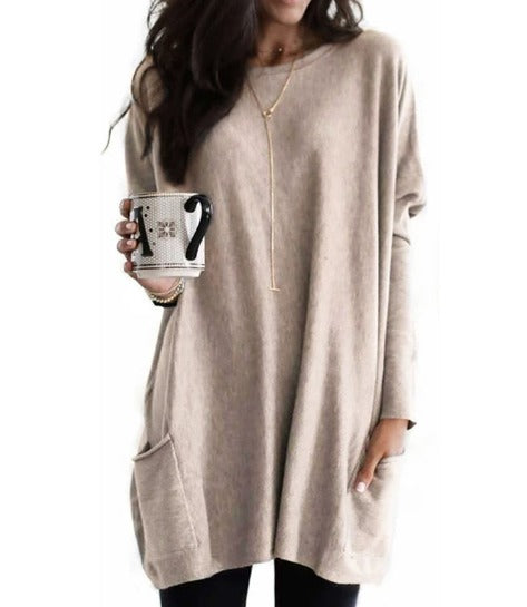 Relaxed long-sleeve pocket tunic for women | Mirelith