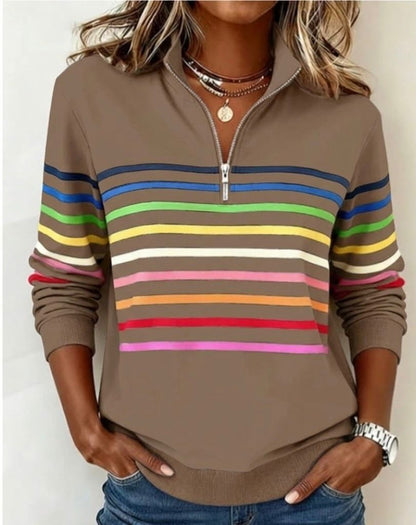 Vibrant striped half-zip jumper for women | Sienna -5