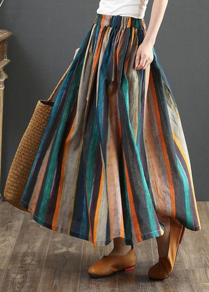 Striped A-Line Retro Print Skirt  Stylish for Women | Elowen