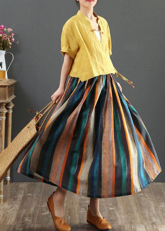 Striped A-Line Retro Print Skirt  Stylish for Women | Elowen