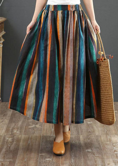 Striped A-Line Retro Print Skirt  Stylish for Women | Elowen